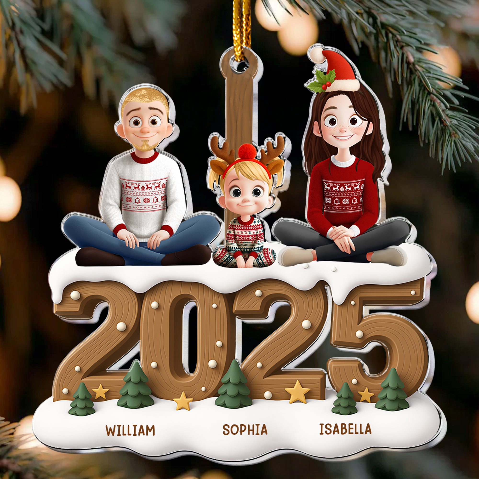 Family Christmas - New Version - Personalized Acrylic Ornament