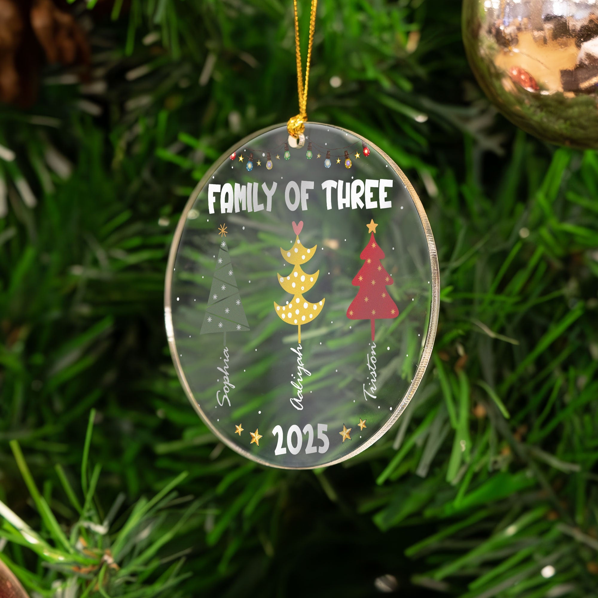 Family Colorful Christmas Trees - Personalized Acrylic Ornament