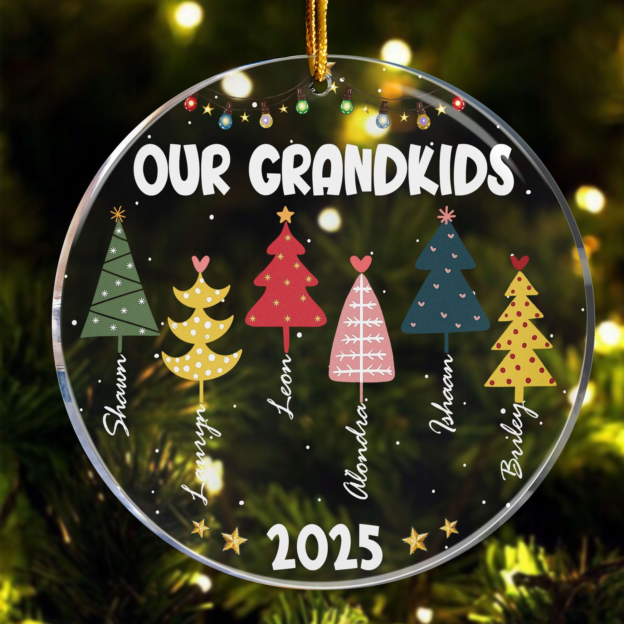 Family Colorful Christmas Trees - Personalized Acrylic Ornament