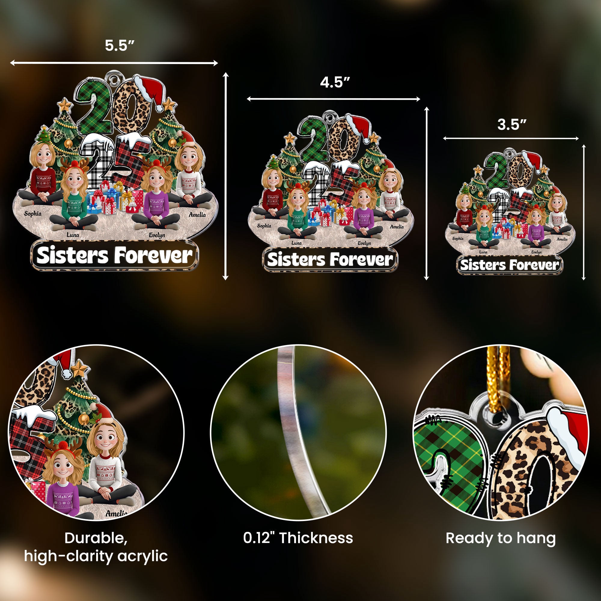 Family Couple Friends Sitting 2025 Cartoon Version - Personalized Acrylic Ornament