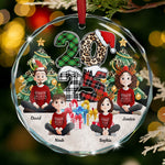 Family Couple Friends Sitting 2025 Cartoon Version - Personalized Glass Ornament