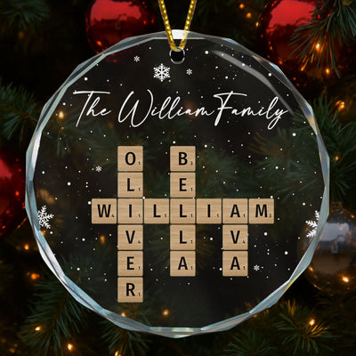 Family Crossword - Personalized Glass Ornament