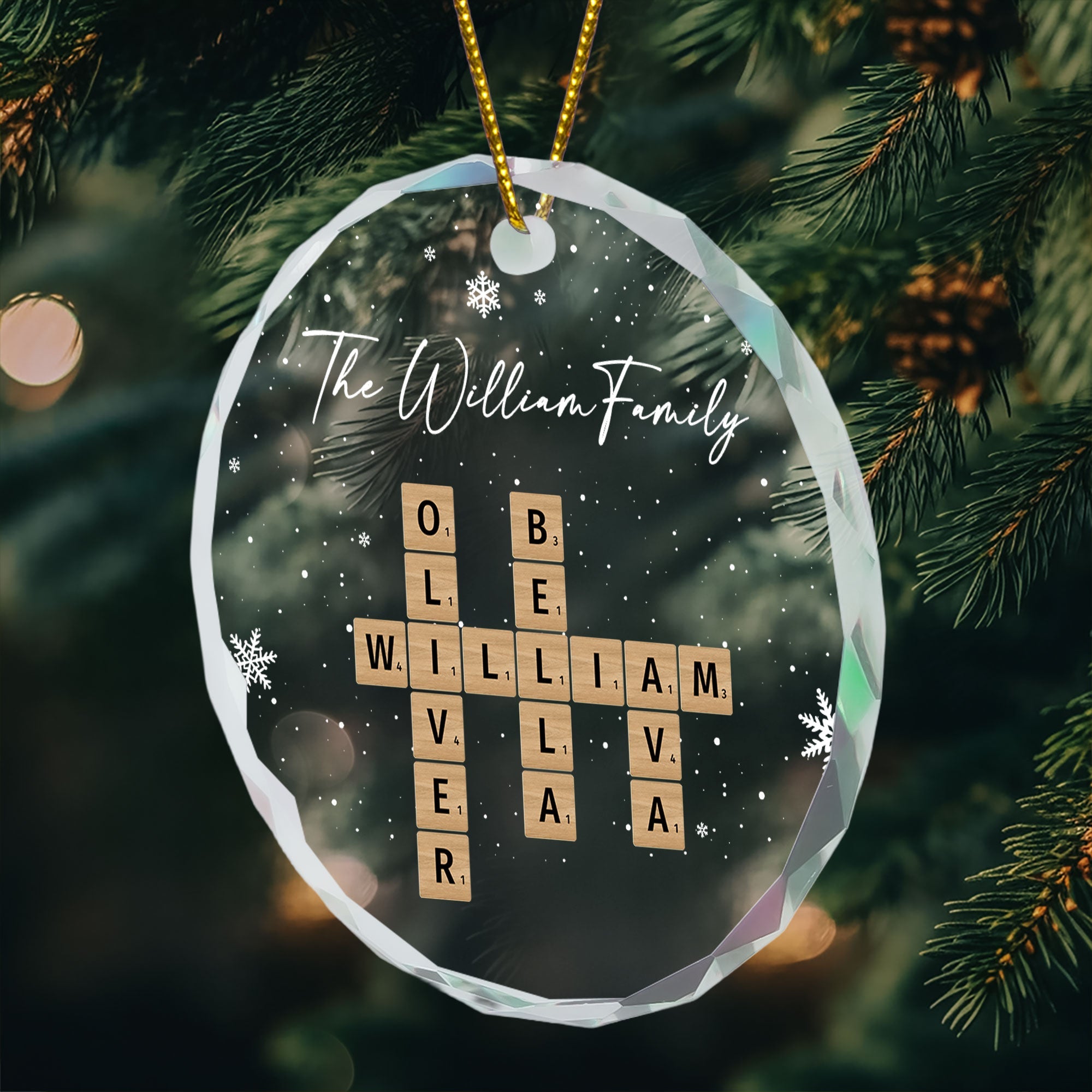Family Crossword - Personalized Glass Ornament