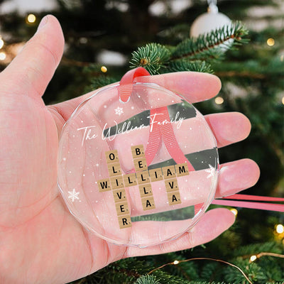 Family Crossword - Personalized Glass Ornament