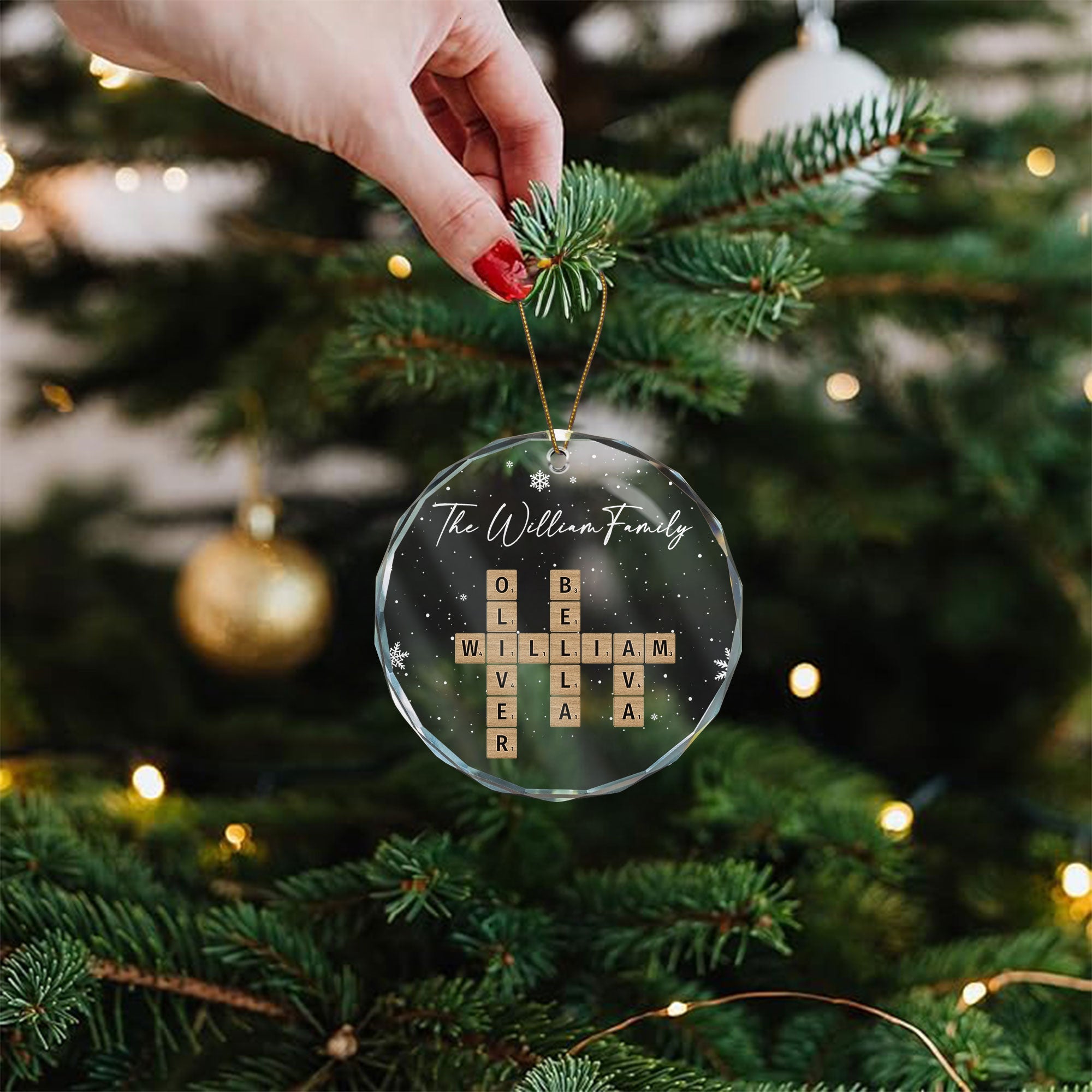 Family Crossword - Personalized Glass Ornament
