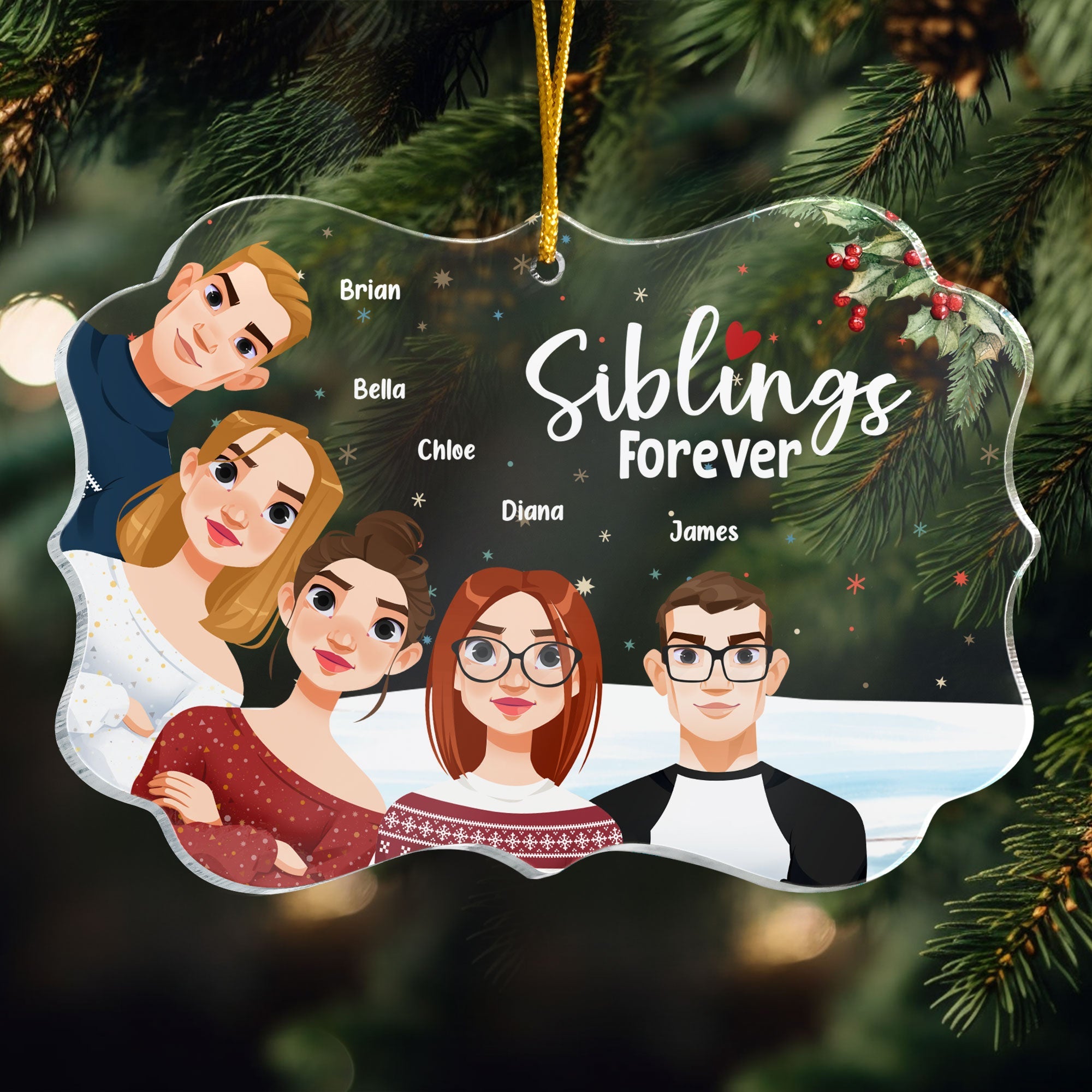 Family Forever - 2024 Version - Personalized Acrylic Ornament