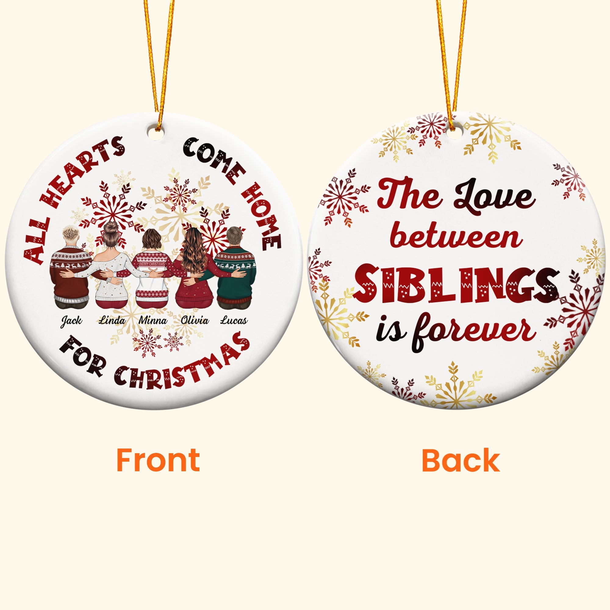 Family Forever Gifts For Brothers & Sisters - Personalized Ceramic Ornament