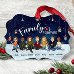 Family Forever - Christmas Eve - Personalized Aluminum/Wooden Ornament - Christmas Gift For Family, Sisters, Brothers, Siblings