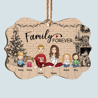 Family Forever - Sketch Version - Personalized Wooden Ornament