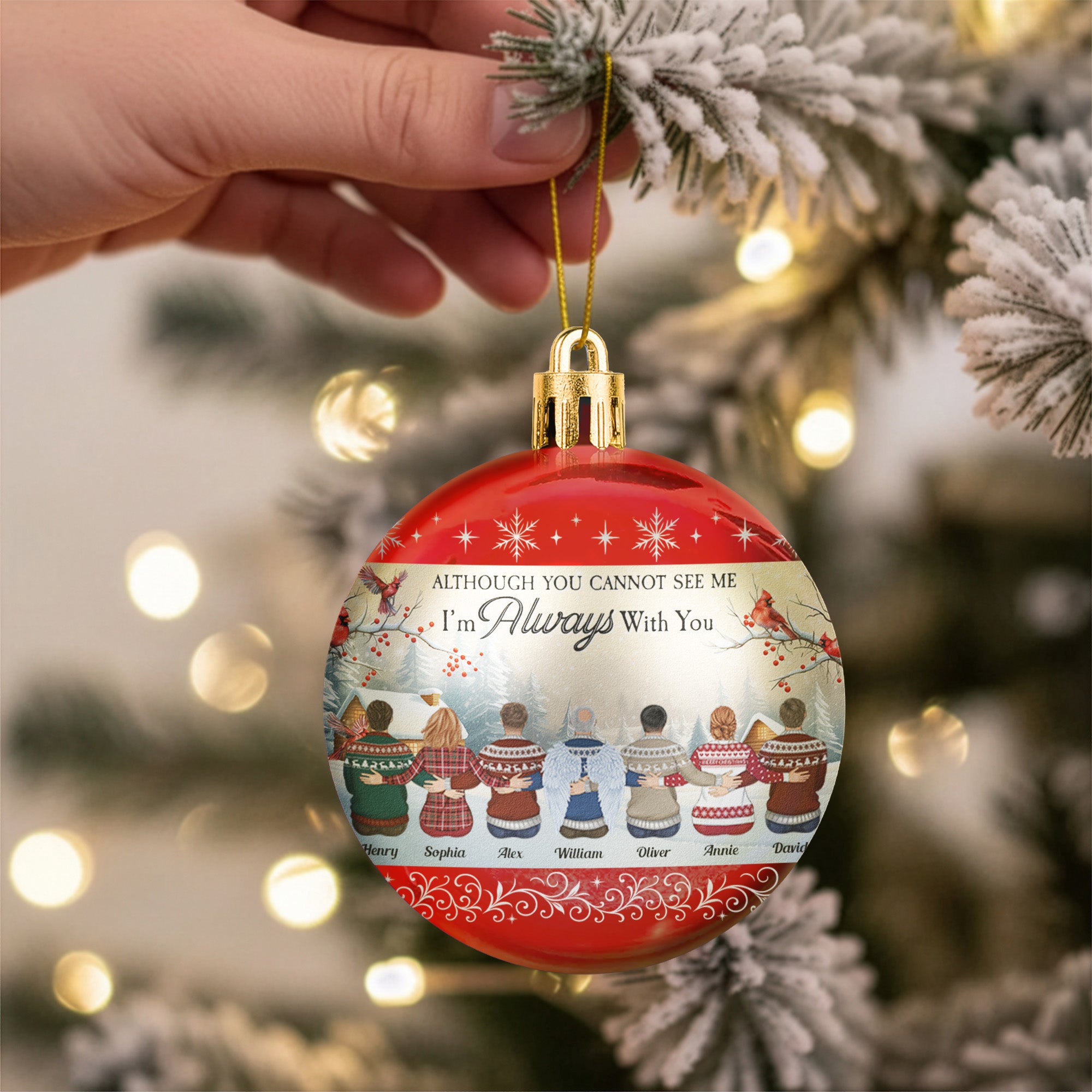 Family Memorial Vintage Ornament For Loss Of Loved Ones - Personalized Ball Ornament