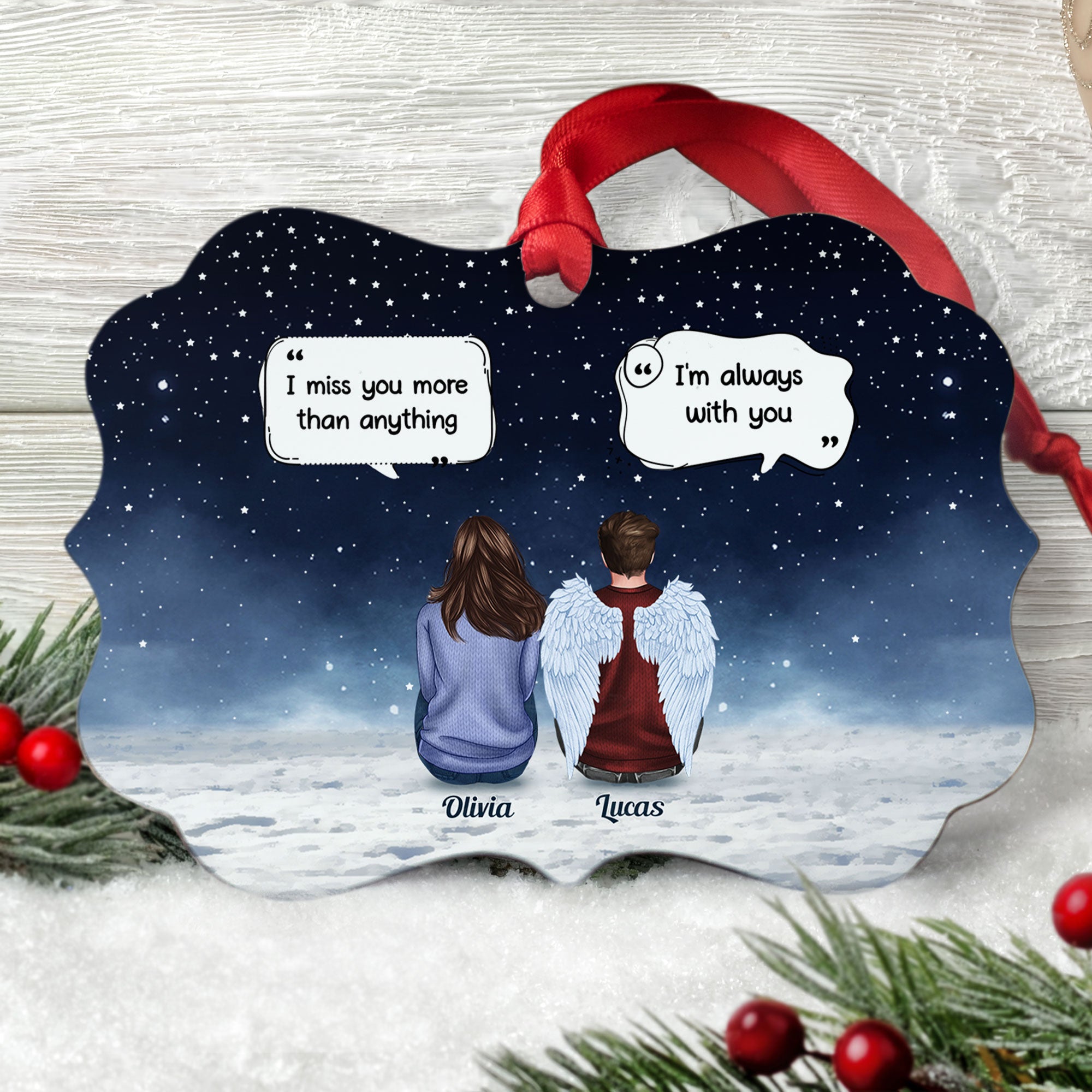Family Memorial - Personalized Aluminum/Wooden Ornament