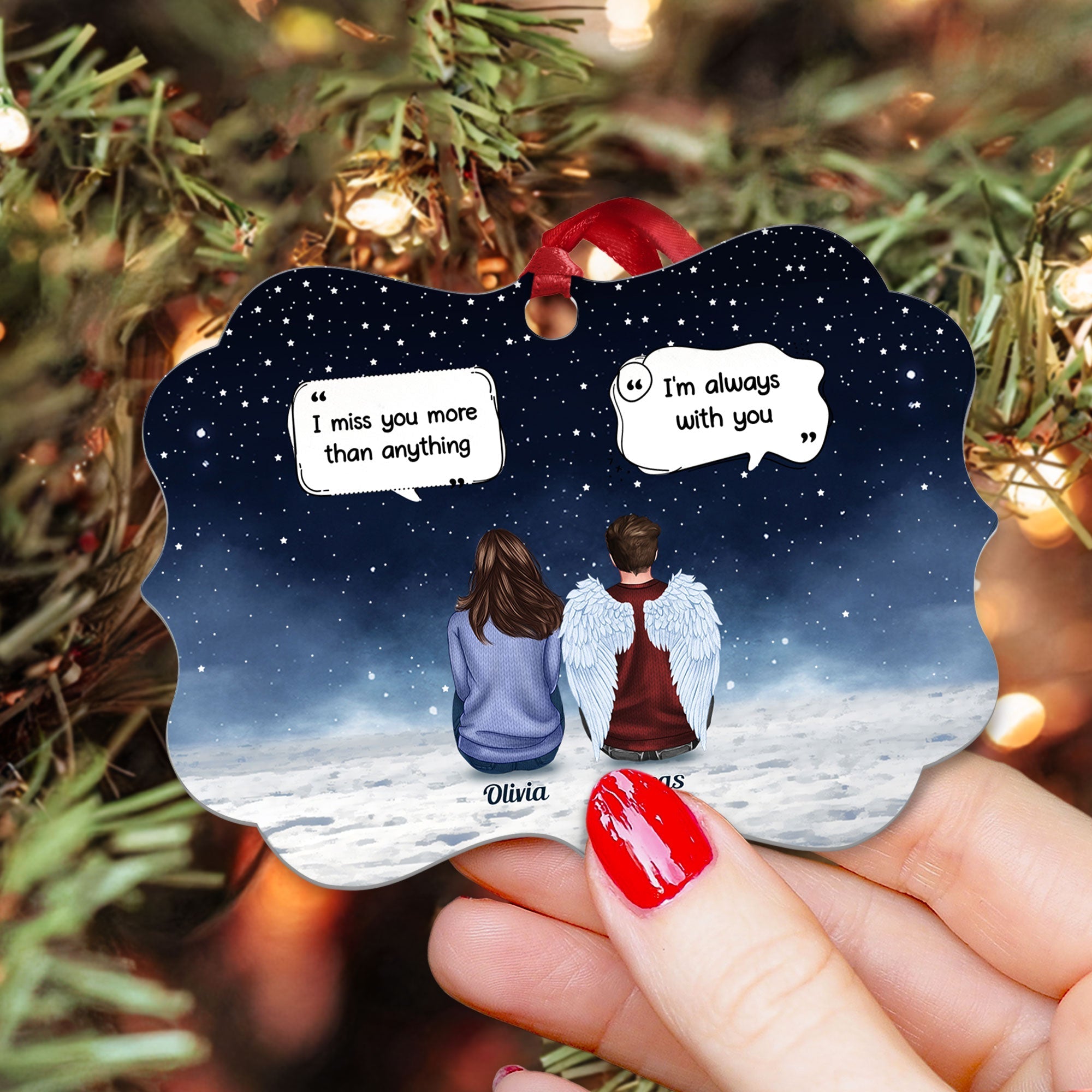 Family Memorial - Personalized Aluminum/Wooden Ornament