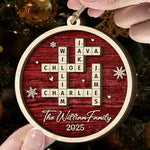 Family Name Scrabble Christmas - Personalized 2-Layer Wooden Ornament