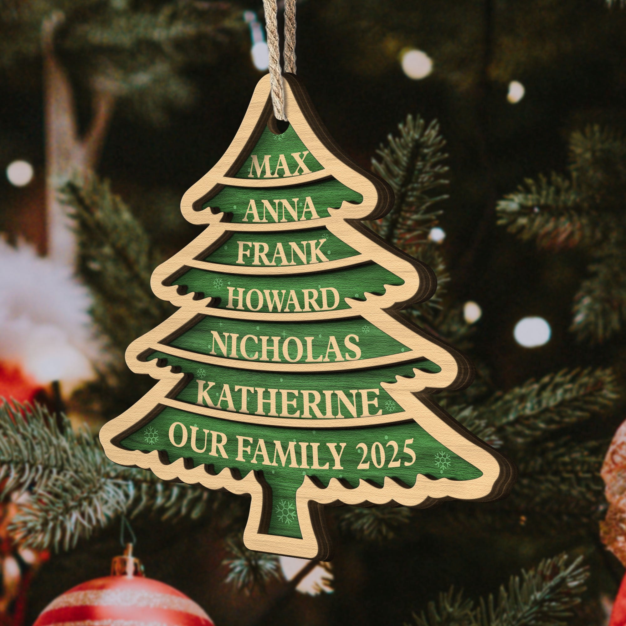 Family Tree 2025 - Personalized Wooden Ornament