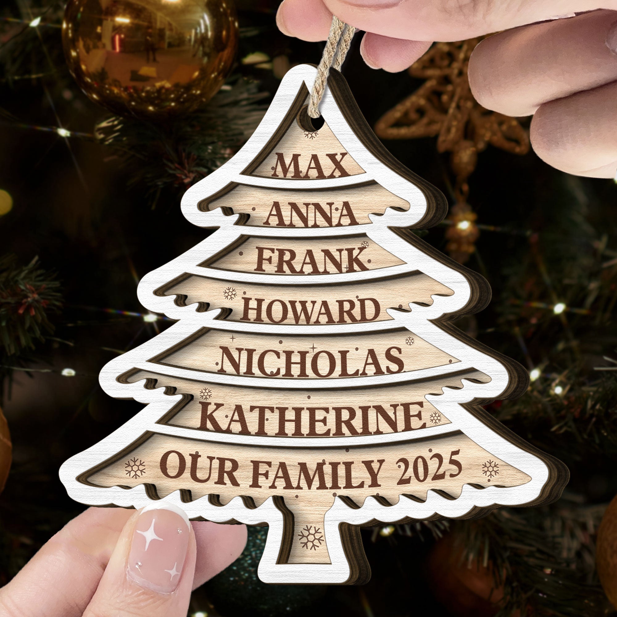 Family Tree 2025 - Personalized Wooden Ornament