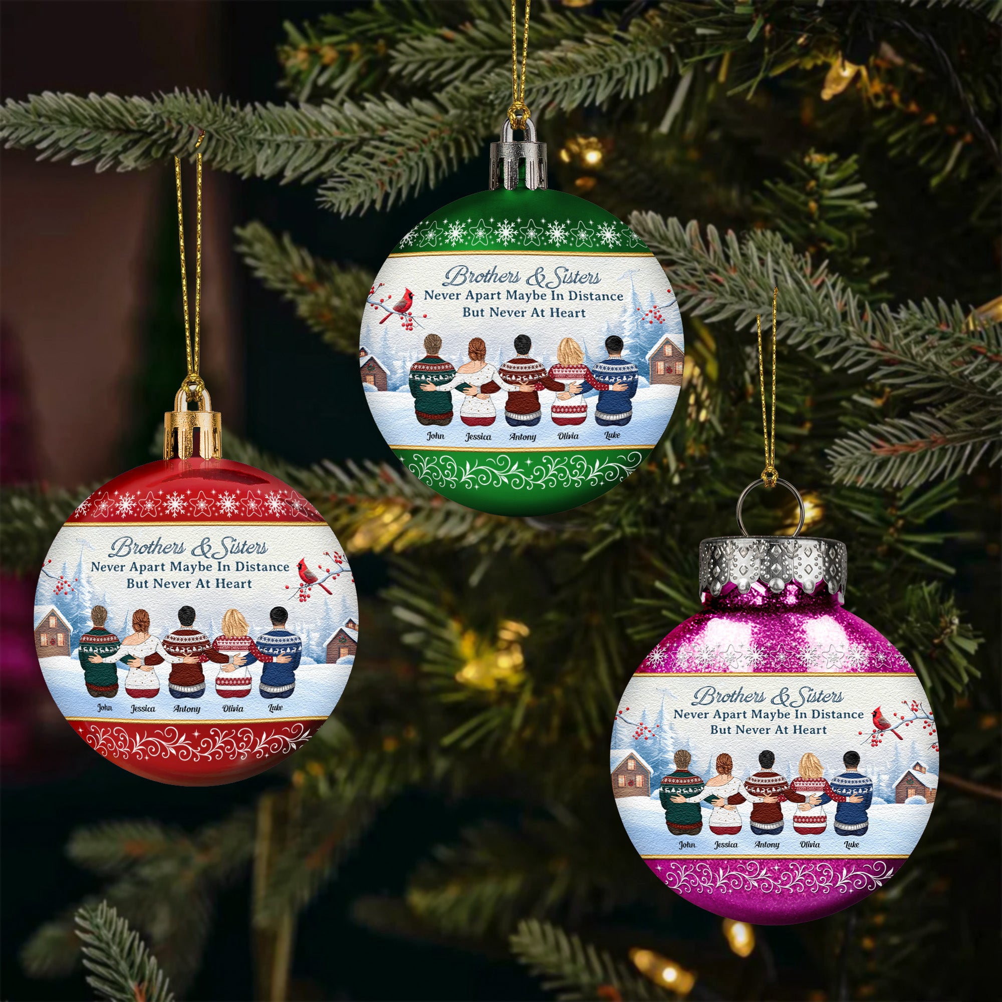 Family, Siblings, Brothers & Sisters Forever, Christmas Gifts - Personalized Ball Ornament