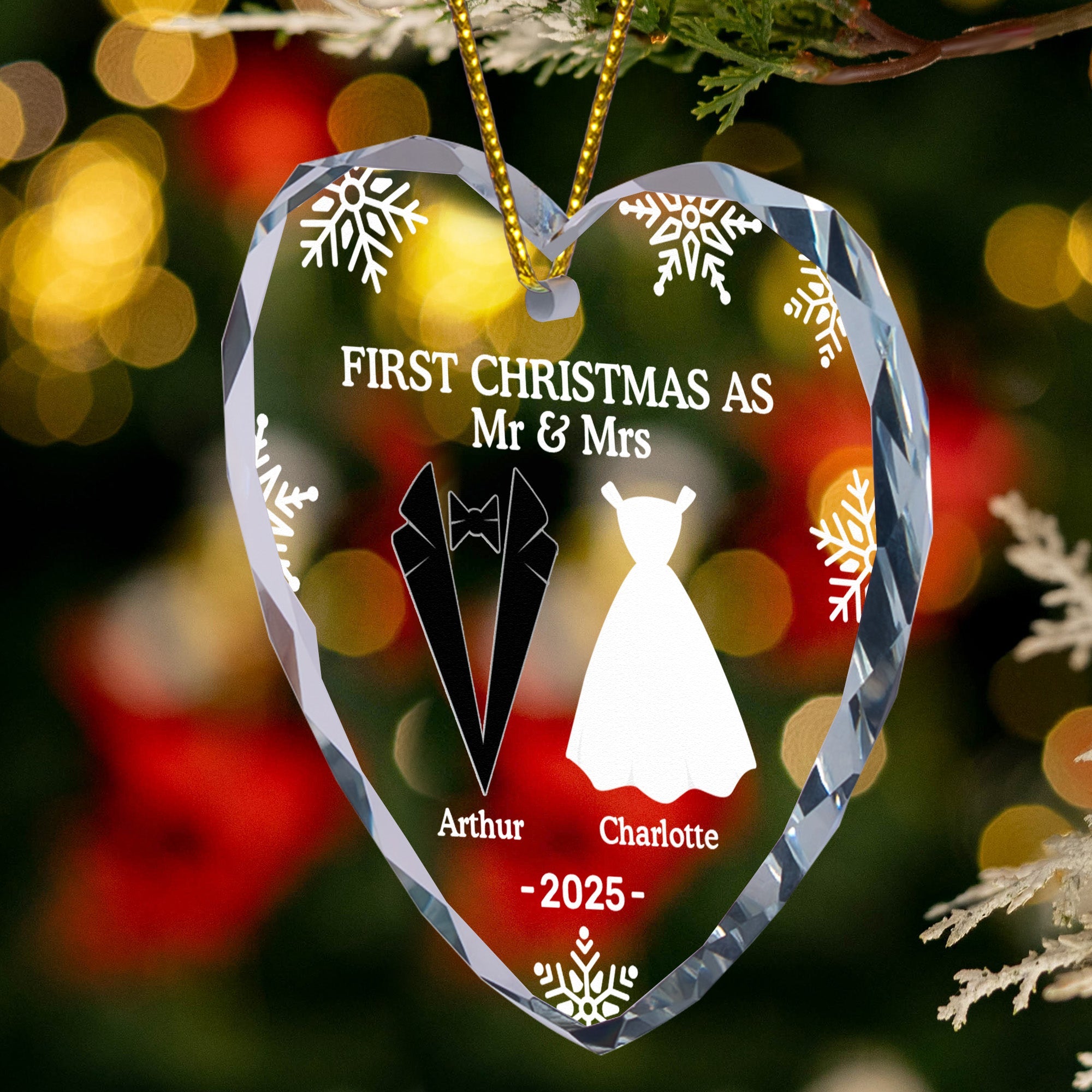 First Christmas As Married Couples - Personalized Glass Ornament