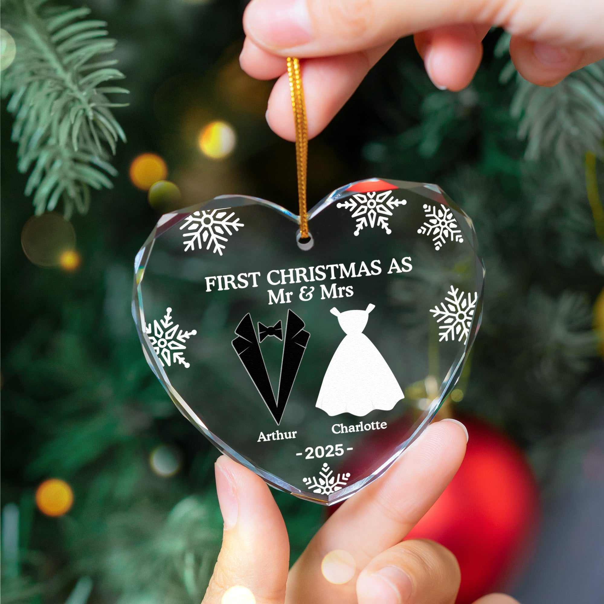 First Christmas As Married Couples - Personalized Glass Ornament