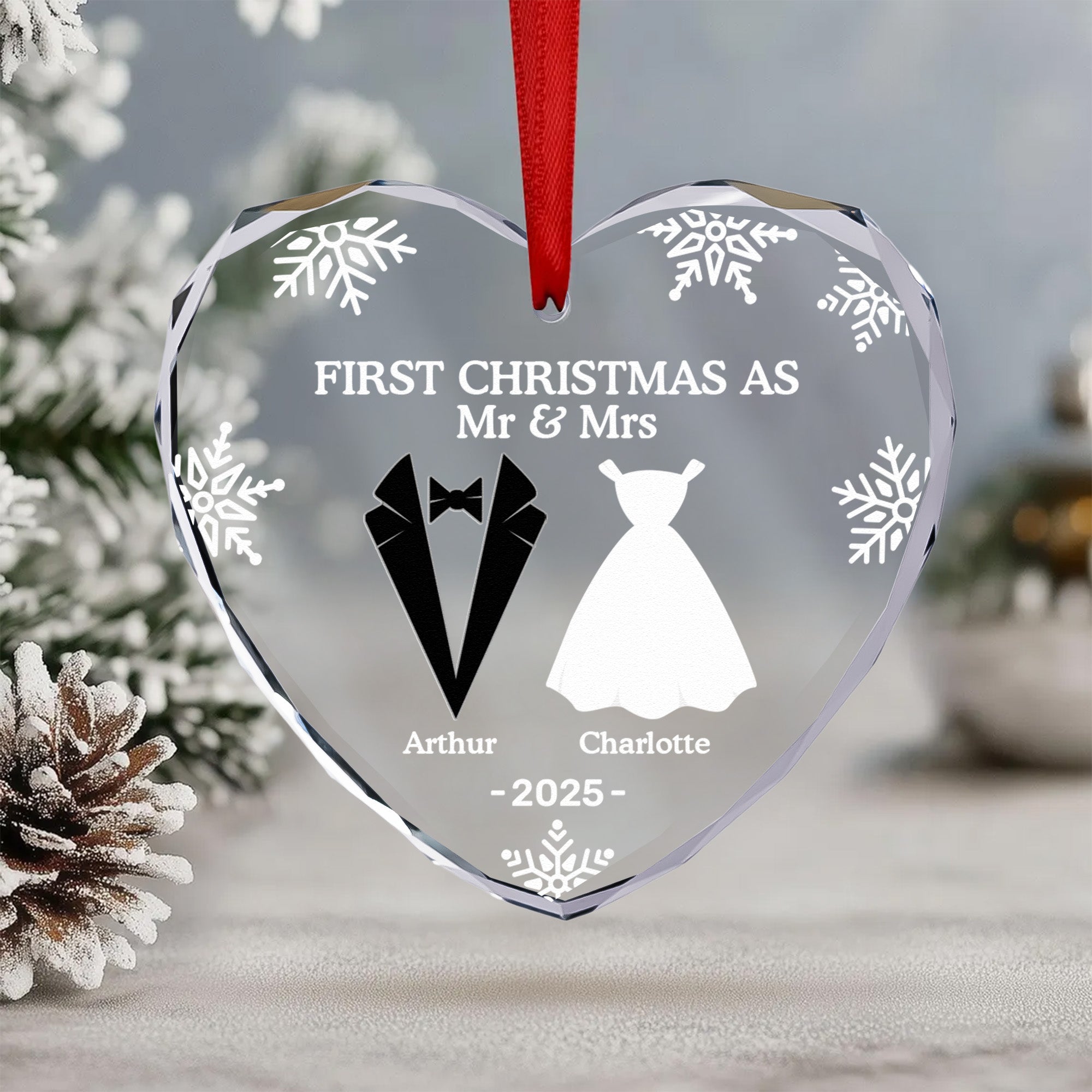 First Christmas As Married Couples - Personalized Glass Ornament