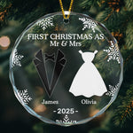 First Christmas As Married Couples - Personalized Glass Ornament