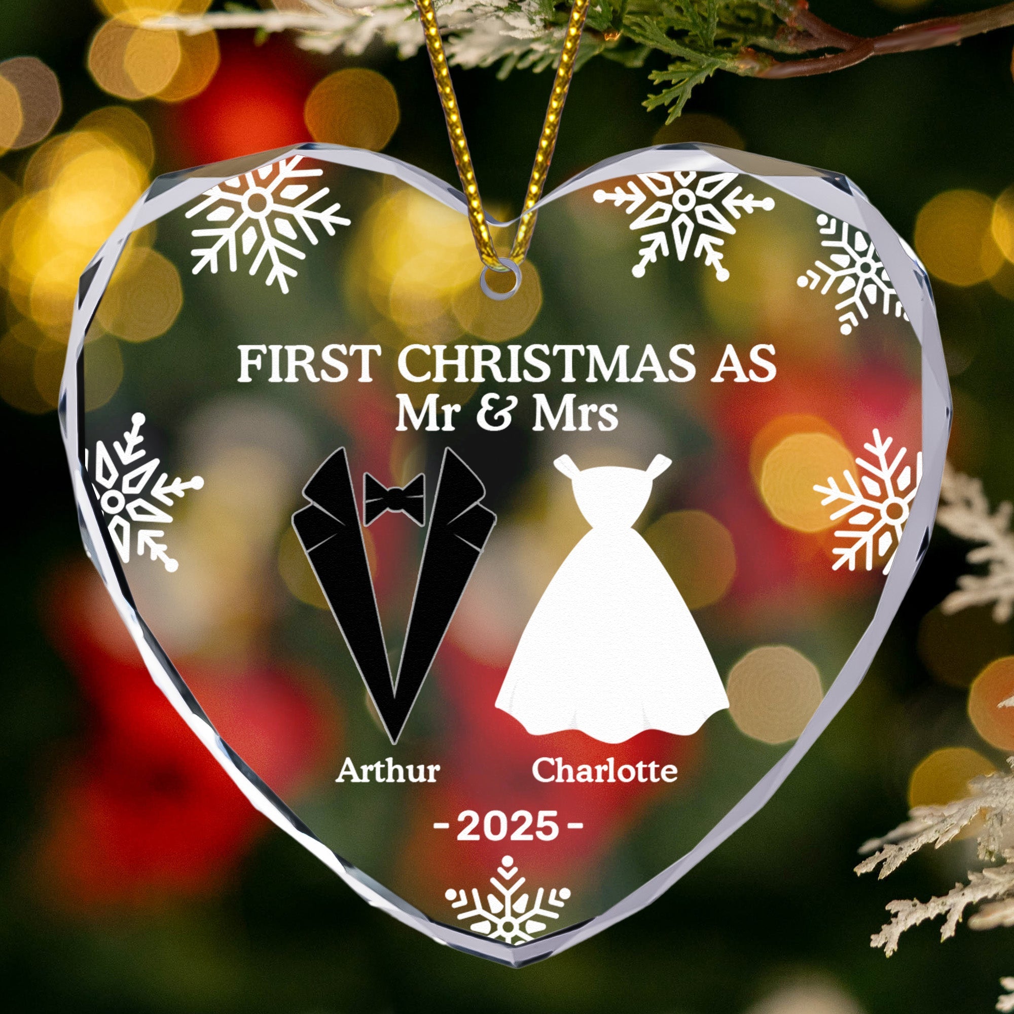 First Christmas As Married Couples - Personalized Glass Ornament