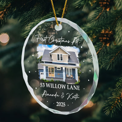 First Christmas At New Home - Personalized Glass Photo Ornament