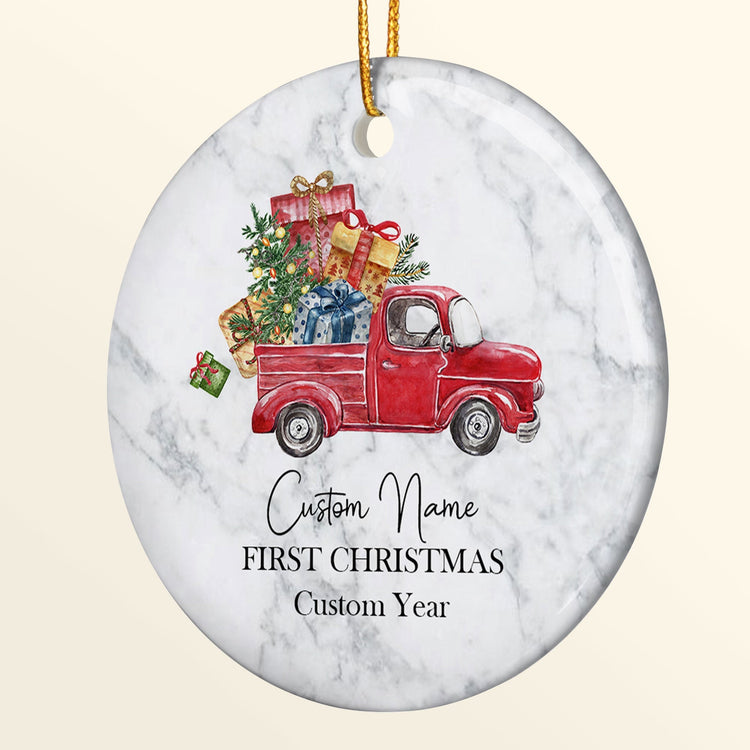 First Christmas - Personalized Ceramic Ornament - Christmas Gift For Friends And Family