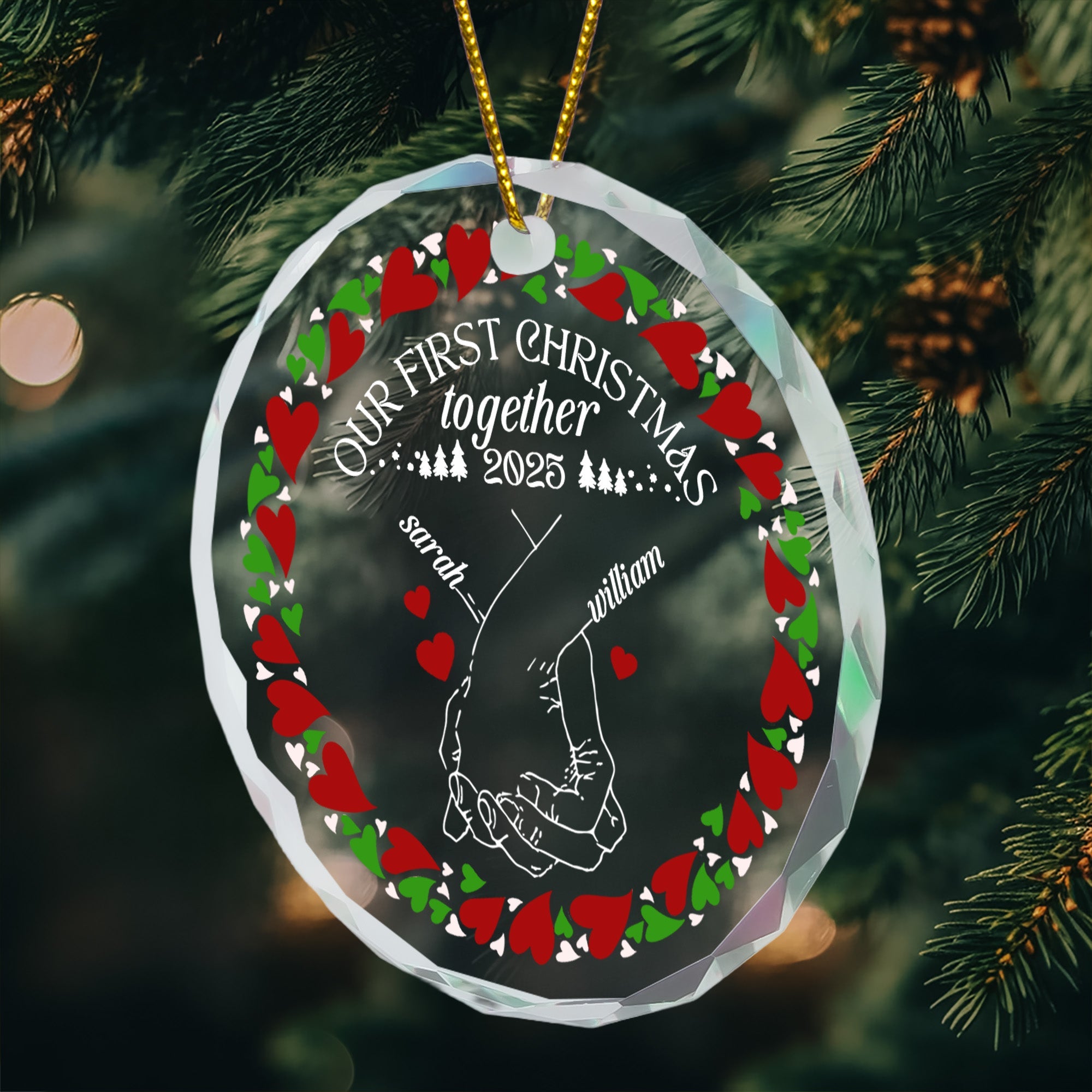 First Christmas Together - Personalized Glass Ornament