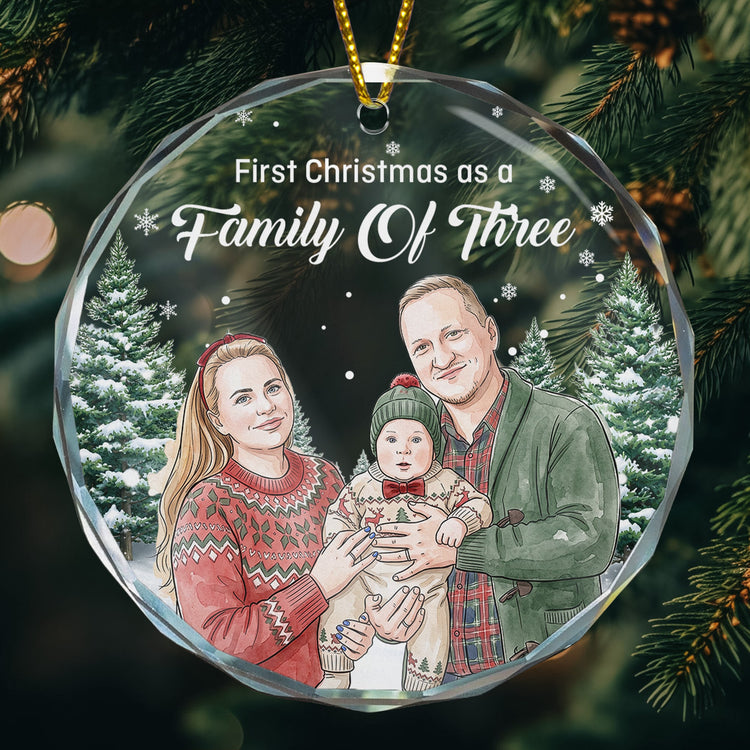 First_Christmas_As_A_Family_Of_Three_Four_Five_Custom_Photo_Watercolor_Personalized_Ornament_1_2