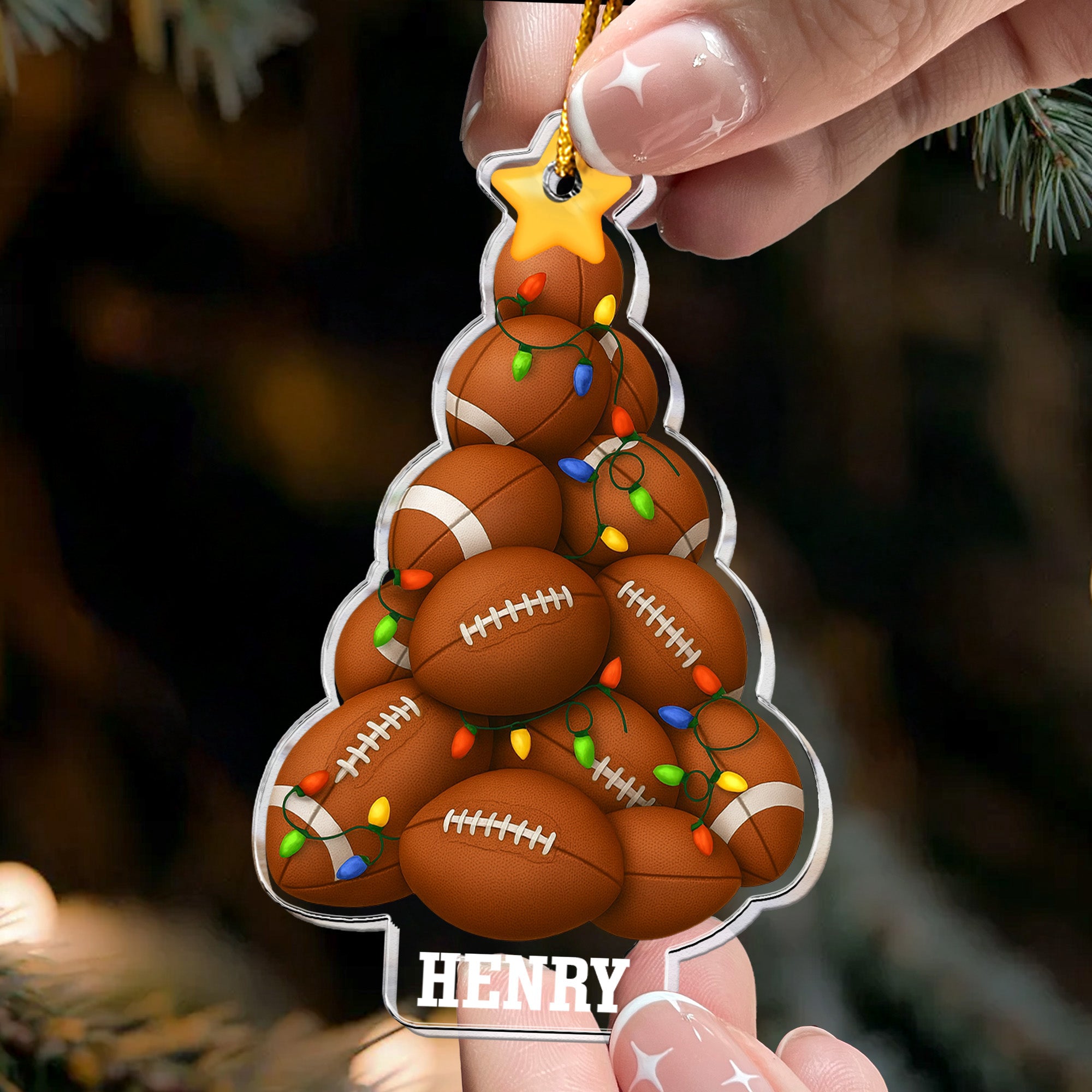 Football Christmas Tree - Personalized Acrylic Ornament