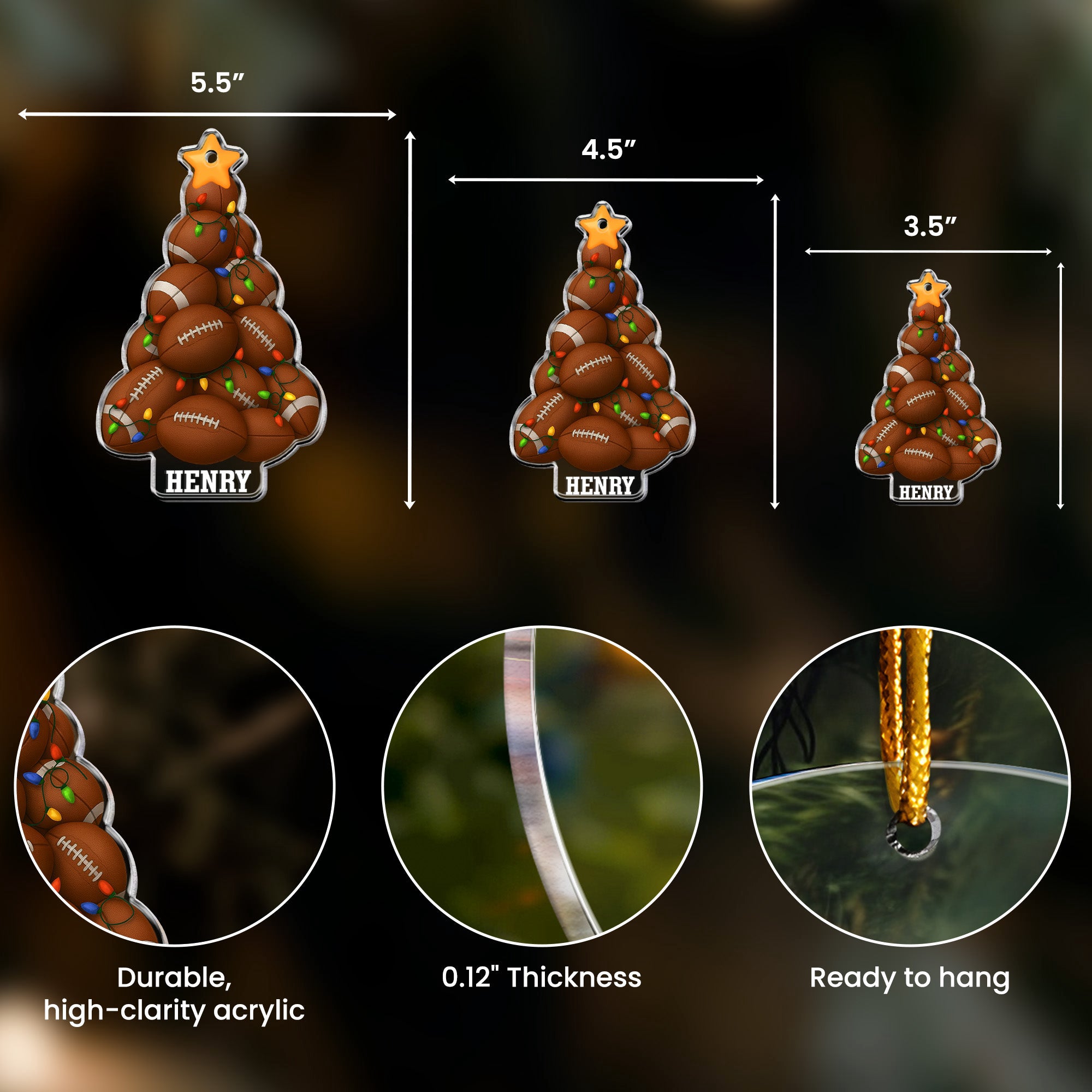 Football Christmas Tree - Personalized Acrylic Ornament