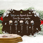 For Besties Sisters Custom Birth Flowers Pearl Effect Printed - Personalized Aluminum/Wooden Ornament
