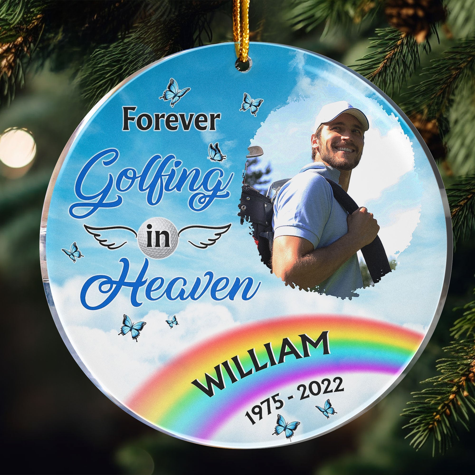 Forever Golfing In Heaven - Personalized Acrylic Photo Ornament