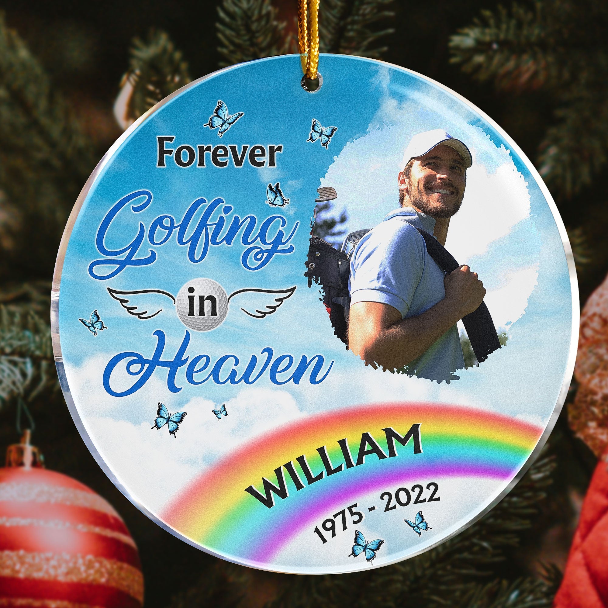 Forever Golfing In Heaven - Personalized Acrylic Photo Ornament