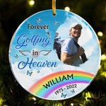 Forever Golfing In Heaven - Personalized Acrylic Photo Ornament