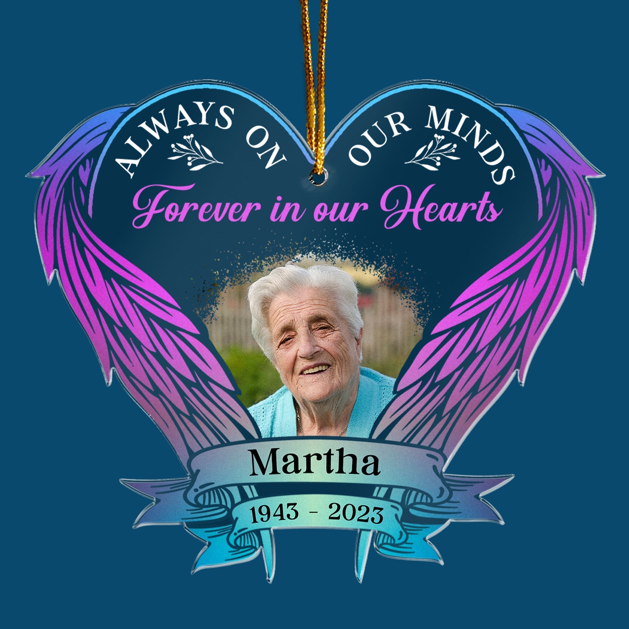 Forever In Our Hearts - Personalized Wings Shaped Acrylic Photo Ornament