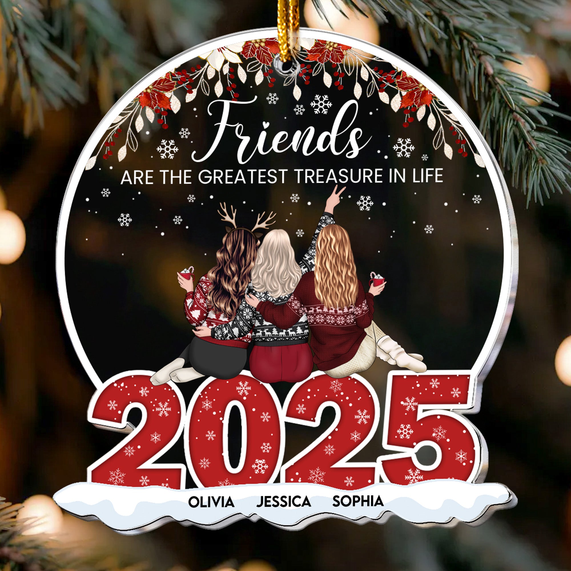 Friends Are The Greatest Treasure In Life - Personalized Acrylic Ornament