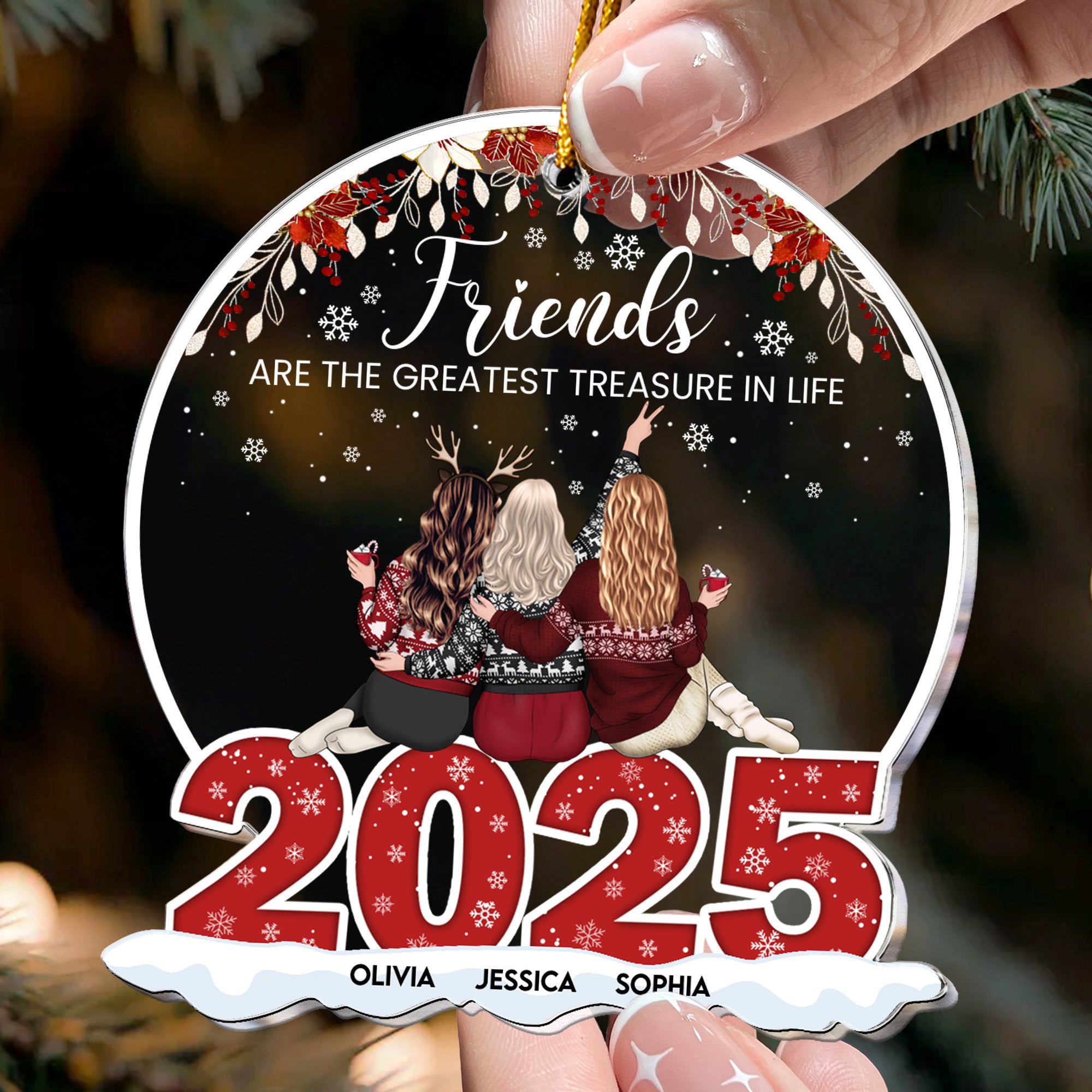 Friends Are The Greatest Treasure In Life - Personalized Acrylic Ornament
