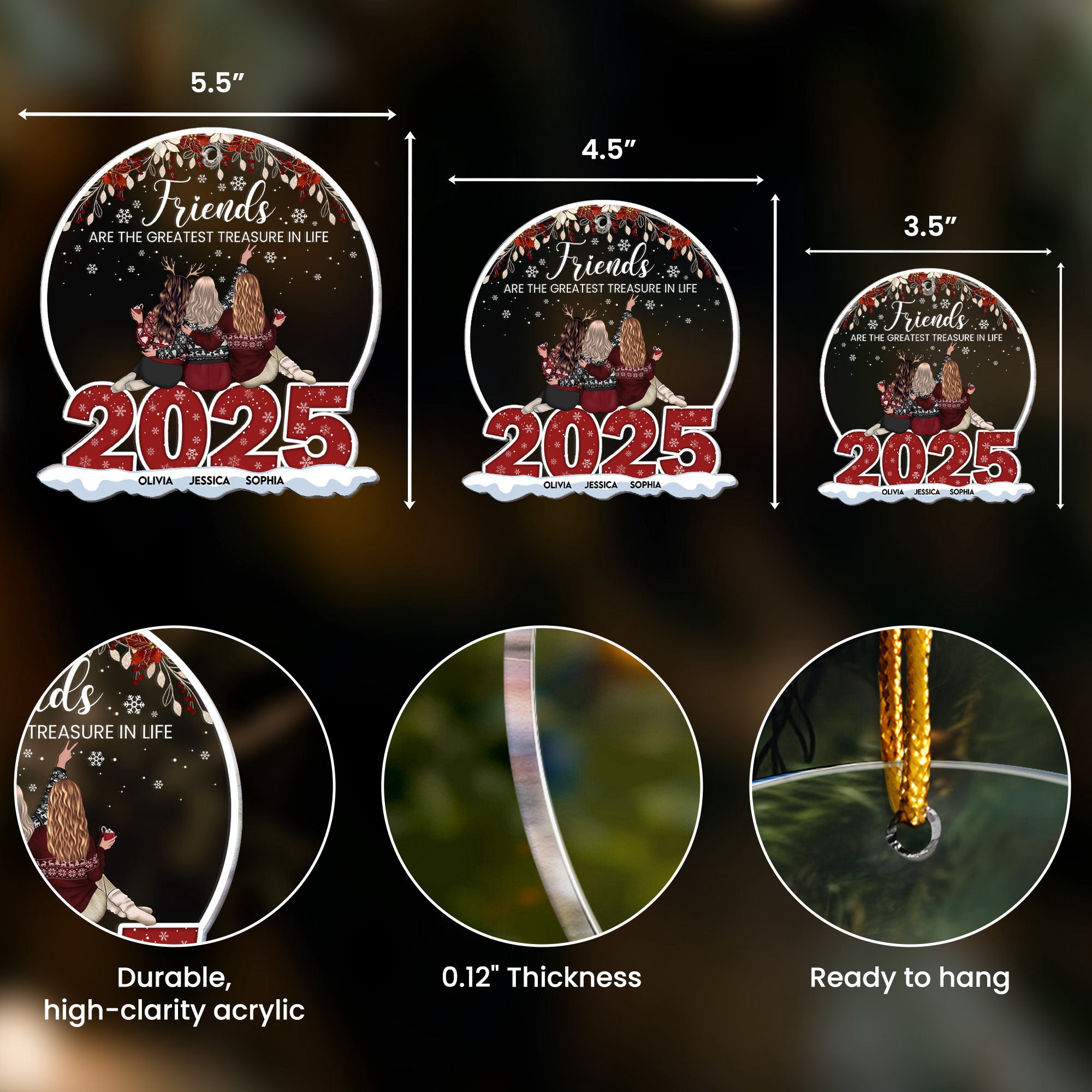 Friends Are The Greatest Treasure In Life - Personalized Acrylic Ornament