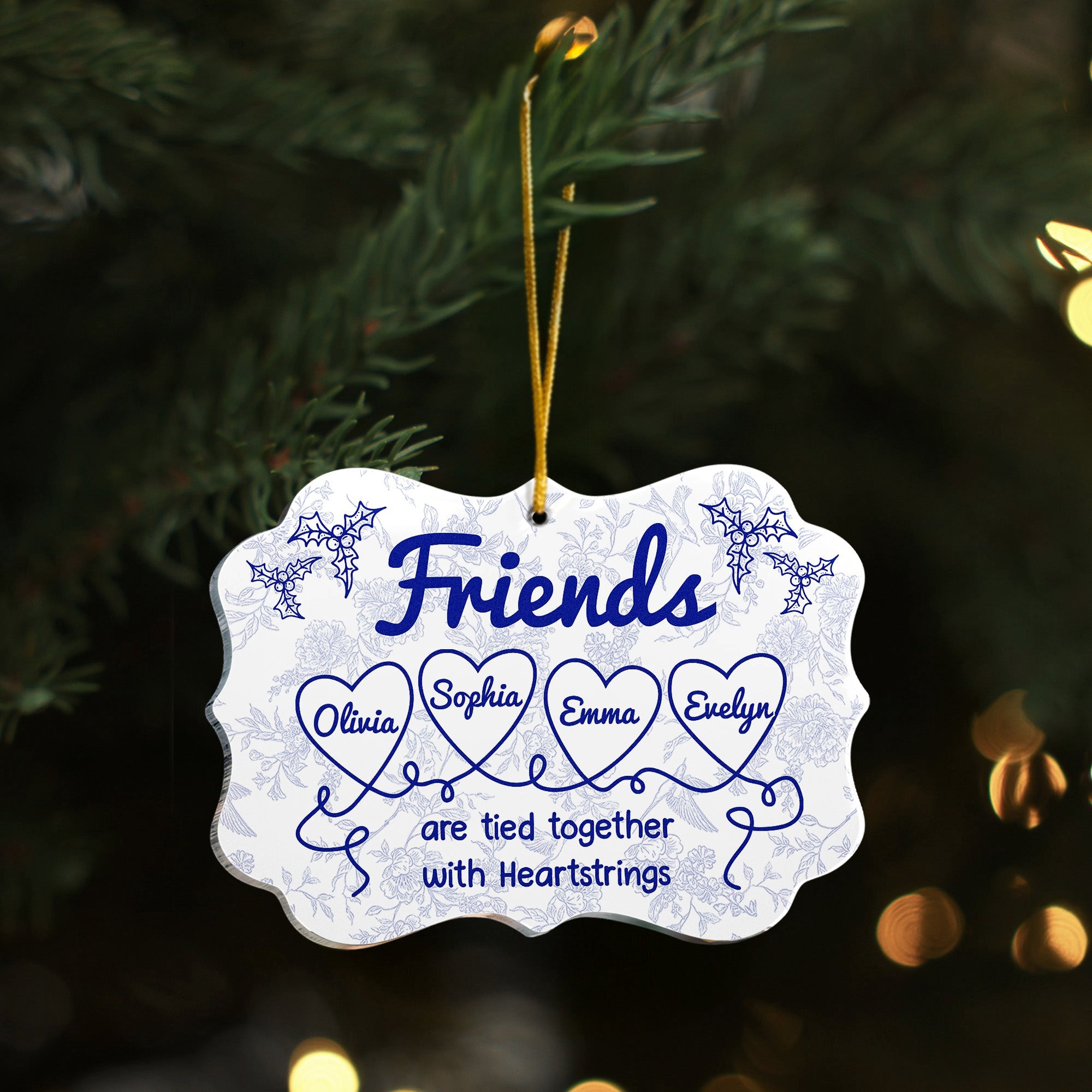 Friends Are Tied Together With Heartstrings - Personalized Acrylic Ornament