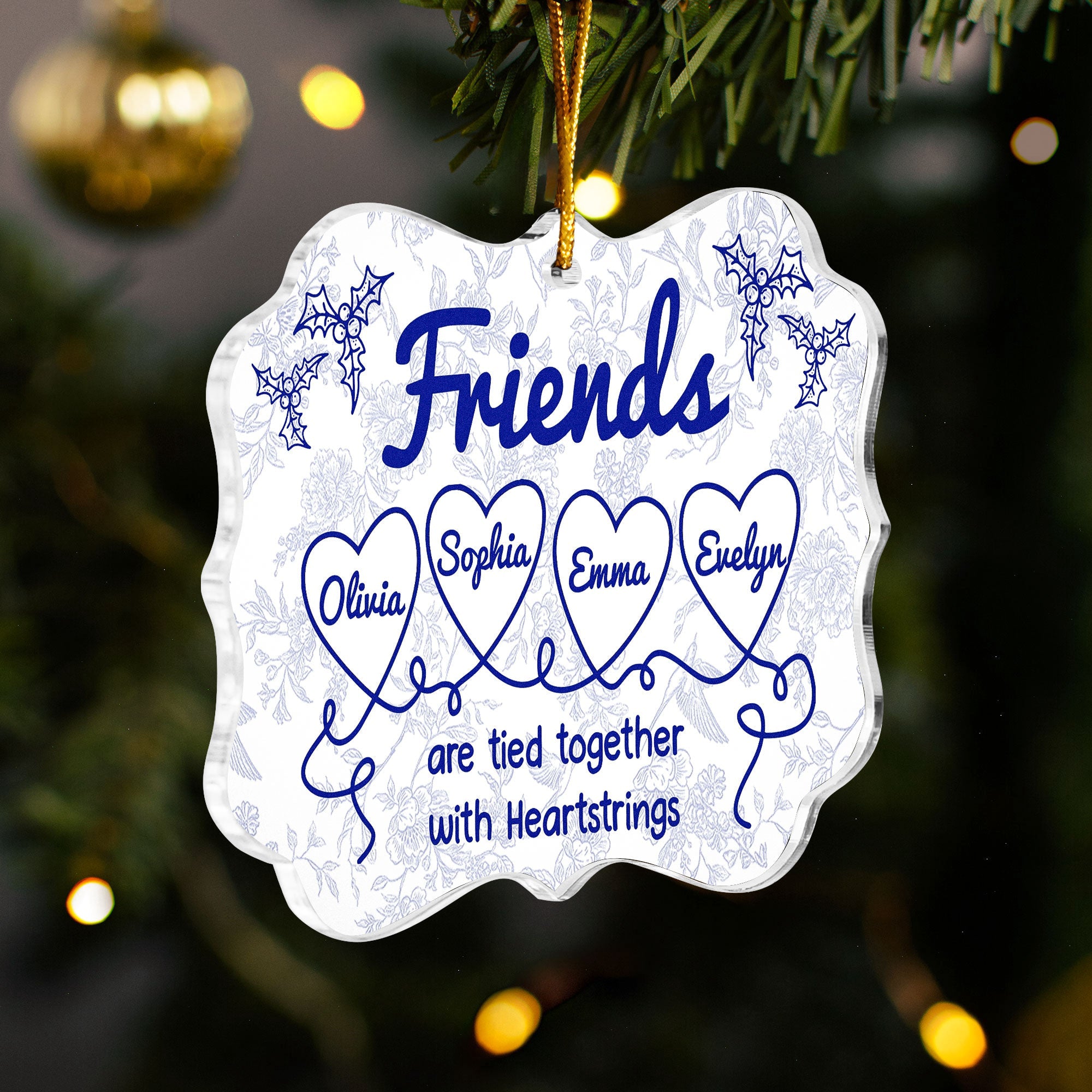 Friends Are Tied Together With Heartstrings - Personalized Acrylic Ornament