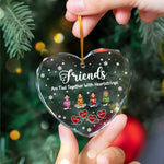 Friends Sisters Tied Together With Heartstrings - Personalized Heart Glass Ornament