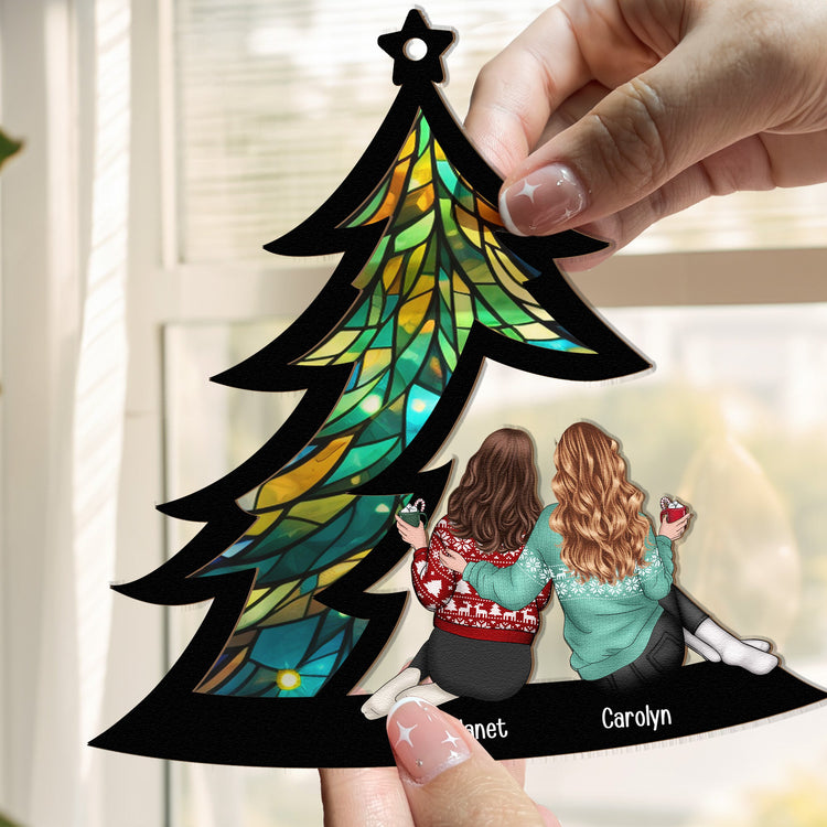 Friends-Sitting-Under-Christmas-Tree-Personalized-Window-Hanging-Suncatcher-Ornament_2