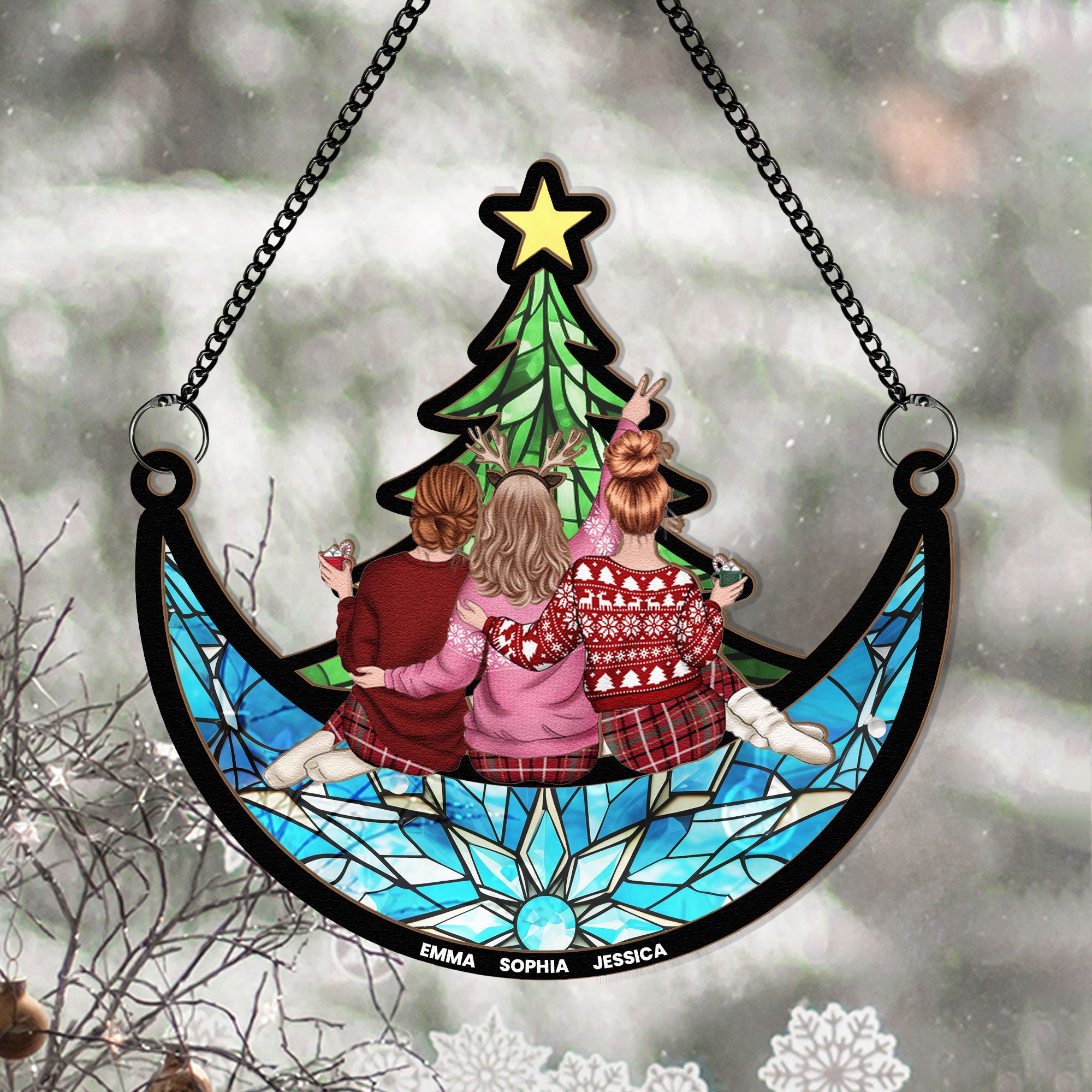 Friends_-Family-Sitting-Under-Christmas-Tree-On-The-Moon-Personalized-Acrylic-Ornament_3