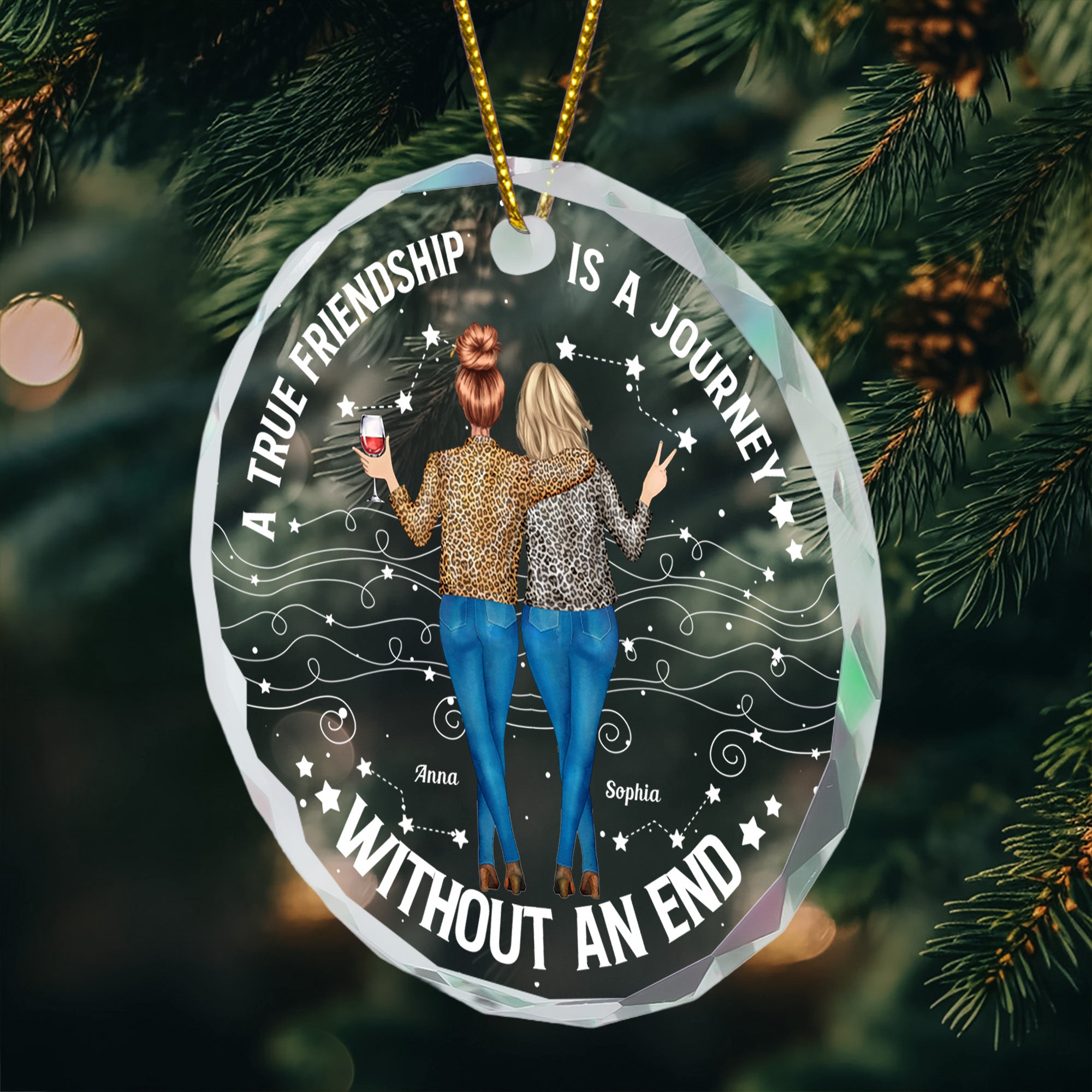 Friendship Thank You Gift For Sisters, Besties - Personalized Glass Ornament