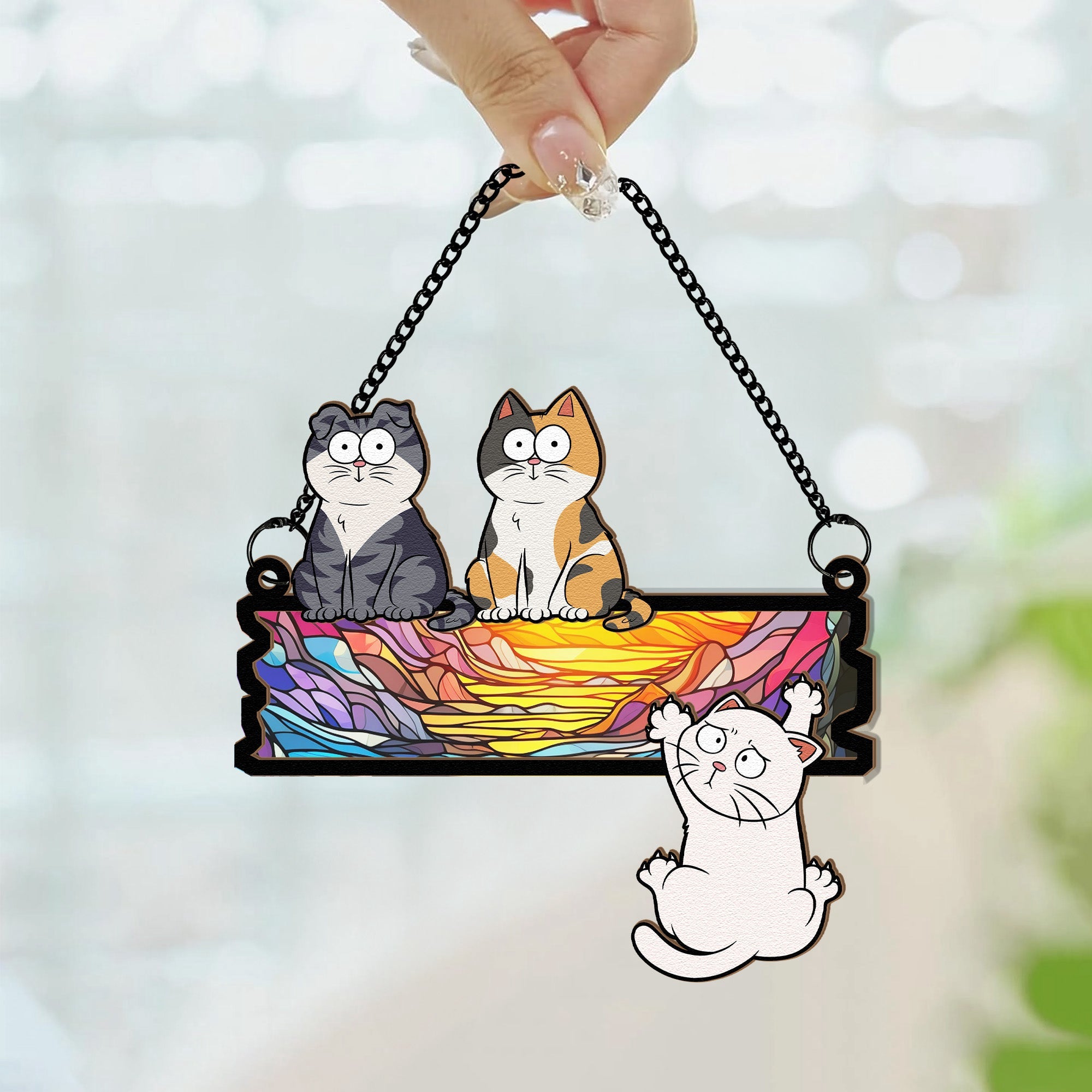 Funny-Cats-Hanging-On-Wooden-Sign-Personalized-Window-Hanging-Suncatcher-Ornament_3