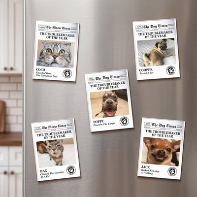 Funny Pet - The Trouble Maker Of The Year, For Dog Lovers, Cat Lovers - Personalized Magnet