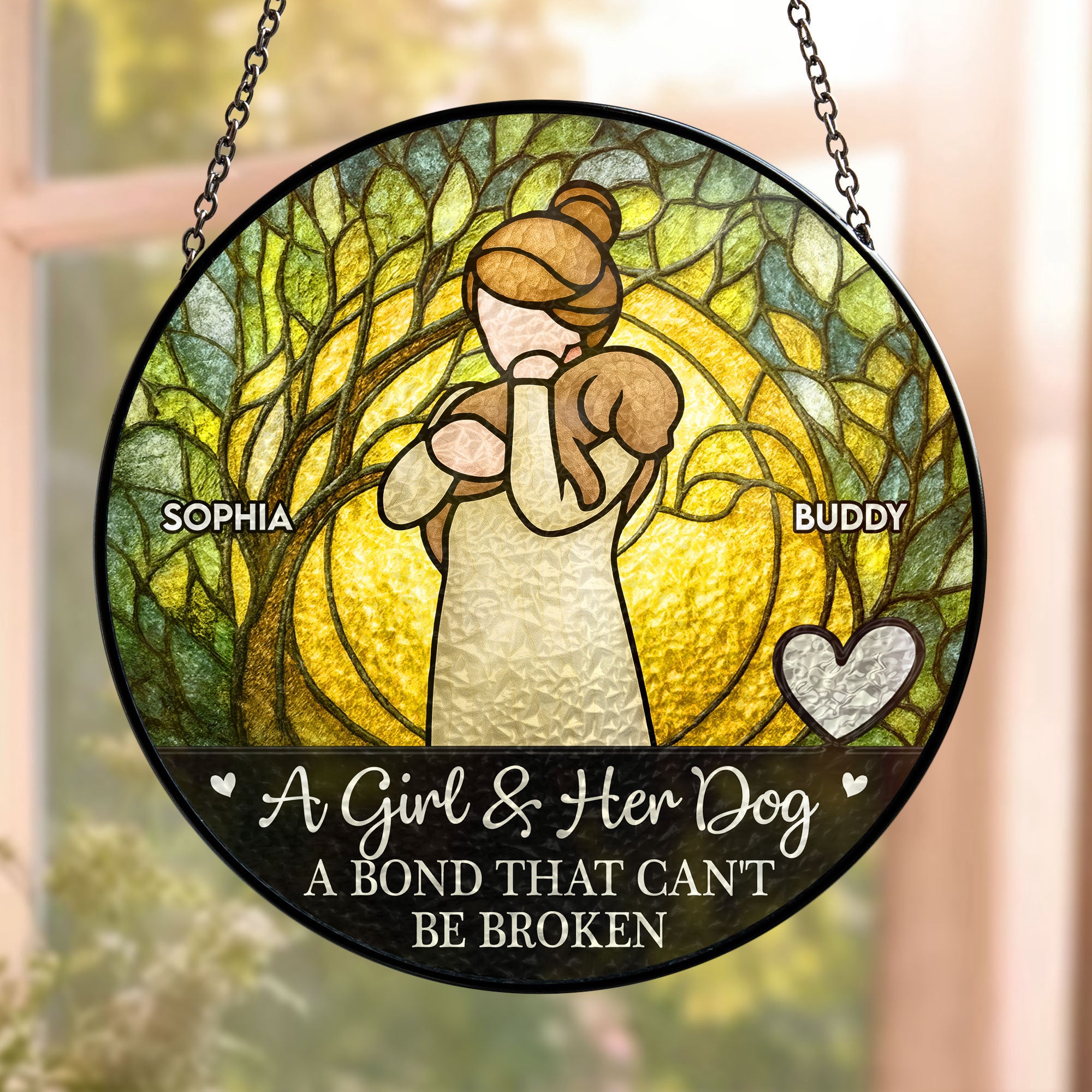 Girl-_-Dog-A-Bond-Can_T-Be-Broken-Personalized-Stained-Glass-Window-Hanging-Suncatcher_2