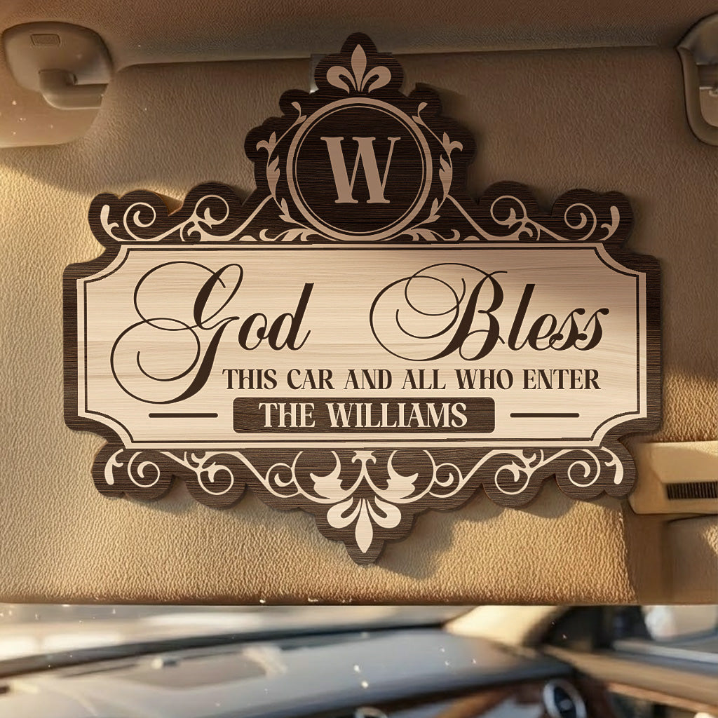 God-Bless-This-Car-And-All-Who-Enter-Personalized-Wooden-Car-Visor-Clip_0