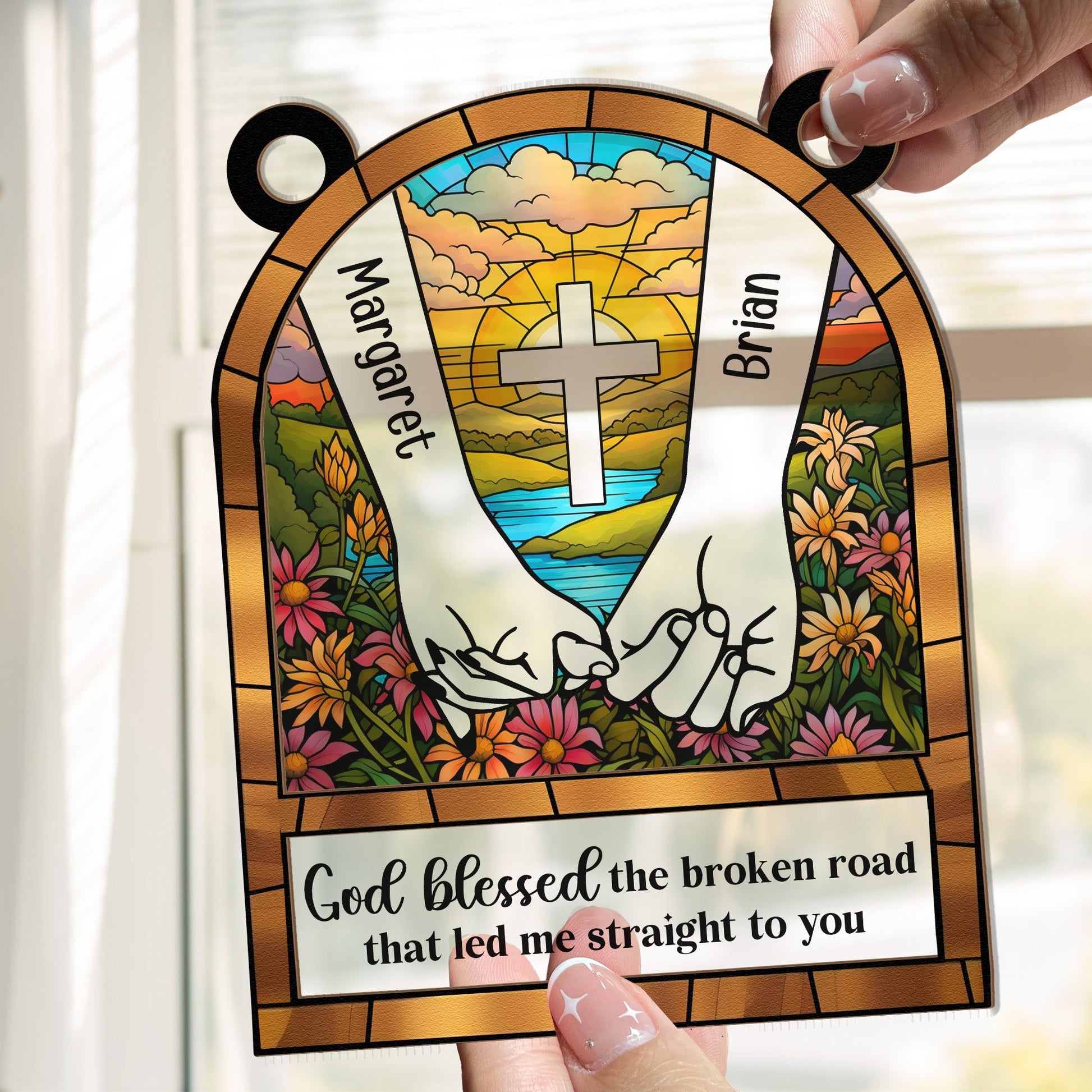 God-Blessed-The-Broken-Road-Personalized-Window-Hanging-Suncatcher-Ornament2